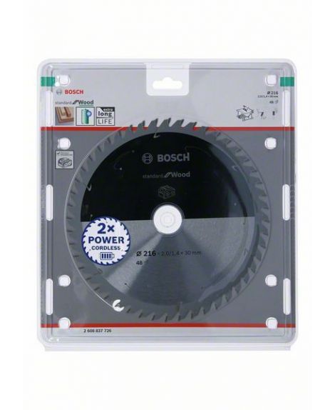 BOSCH Tarcza do piły tarczowej bezprzewodowej Standard for Wood 216 × 1,7 _ 1,2 × 30 T48