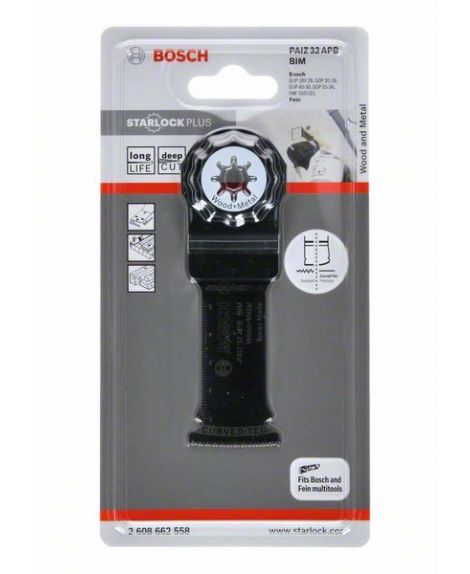 BOSCH Brzeszczot BIM do cięcia wgłębnego PAIZ 32 APB Wood and Metal 60 x 32 mm