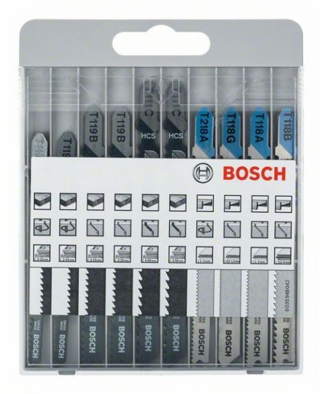 BOSCH 10-częściowy zestaw brzeszczotów do wyrzynarek Basic for Metal and Wood T 119 BO (2x)- T 119 B (2x)- T 111 C (2x)- T 218 A