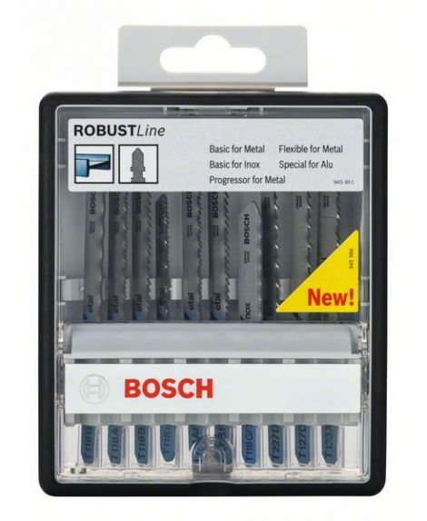 BOSCH 10-częściowy zestaw brzeszczotów do wyrzynarek Metal Expert Robust Line, chwyt teowy T 118 G- T 118 A- T 118 B- T 118 EOF-