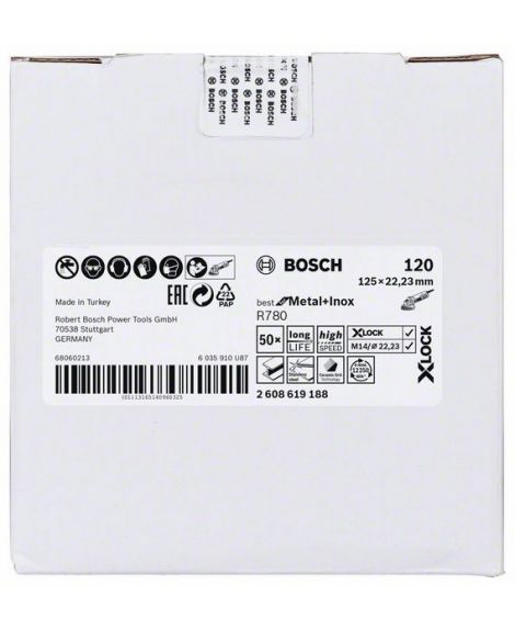 BOSCH Tarcza z włókniny. z systemem X-LOCK, 125 mm, G 230, otwór w kształcie gwiazdki, R780 Best for Metal + Inox 125 x 22,23 mm