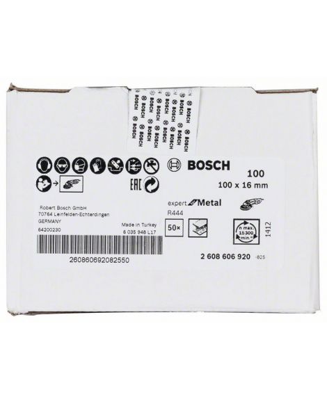 BOSCH Fibrowa tarcza szlifierska R444, Expert for Metal 100 mm, 16 mm, 100