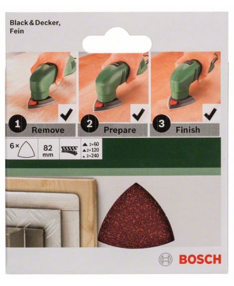 BOSCH 6-częściowy zestaw papierów ściernych do szlifierek delta 82 mm