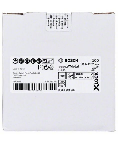 BOSCH Tarcze ścierne z włókniny z systemem X-LOCK, Ø 125 mm, G 100, R444, Expert for Metal, 1 szt. D- 125 mm- G- 100