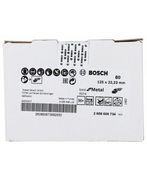 BOSCH Fibrowa tarcza szlifierska R574, Best for Metal D - 125 mm- K - 80