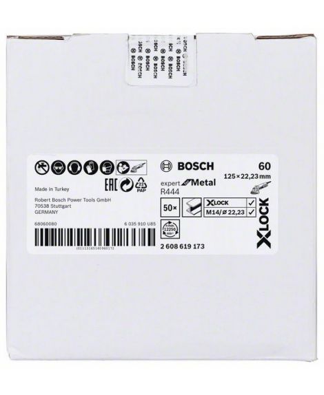 BOSCH Tarcze ścierne z włókniny z systemem X-LOCK, Ø 125 mm, G 60, R444, Expert for Metal, 1 szt. D- 125 mm- G- 60