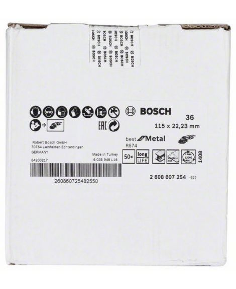 BOSCH Fibrowa tarcza szlifierska R574, Best for Metal D - 115 mm- K - 36