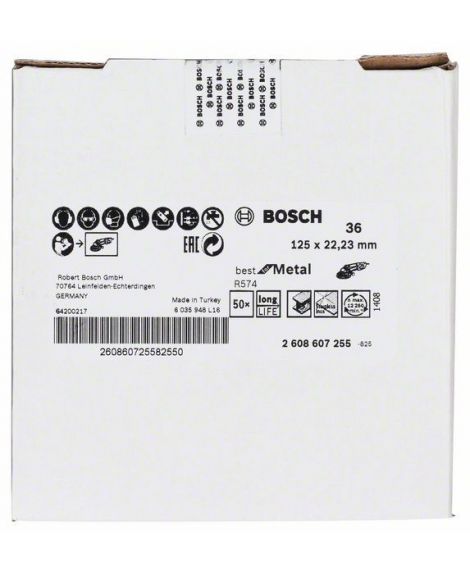 BOSCH Fibrowa tarcza szlifierska R574, Best for Metal D - 125 mm- K - 36