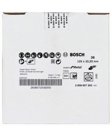 BOSCH Fibrowa tarcza szlifierska R444, Expert for Metal D - 125 mm- K - 36