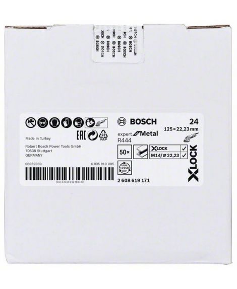 BOSCH Tarcze ścierne z włókniny z systemem X-LOCK, Ø 125 mm, G 24, R444, Expert for Metal, 1 szt. D- 125 mm- K- 24