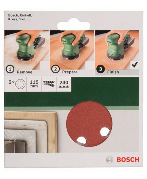 BOSCH 5-częściowy zestaw papierów ściernych do szlifierek mimośrodowych K - 240