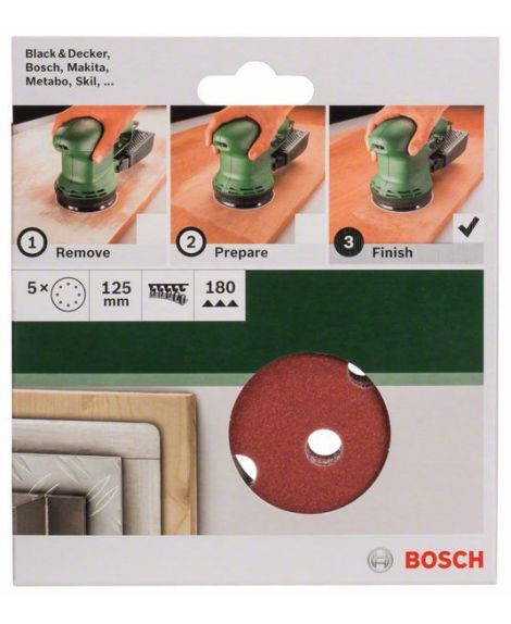 BOSCH 5-częściowy zestaw papierów ściernych do szlifierek mimośrodowych K -180