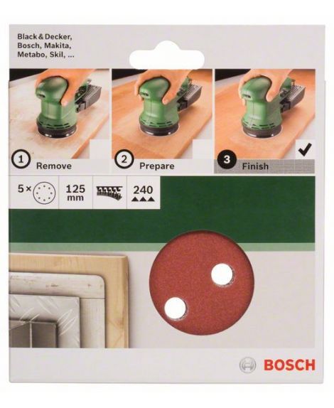 BOSCH 5-częściowy zestaw papierów ściernych do szlifierek mimośrodowych K - 240