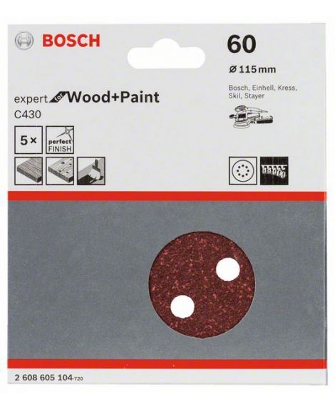 BOSCH Papier ścierny C430, opakowanie 5 szt. 115 mm, 60