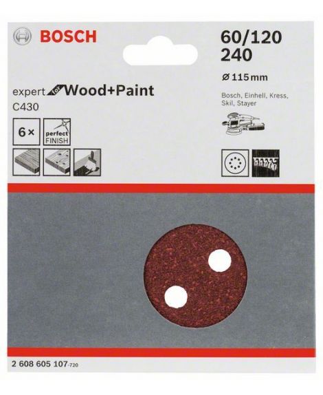 BOSCH Papier ścierny C430, opakowanie 5 szt. 60- 120- 240