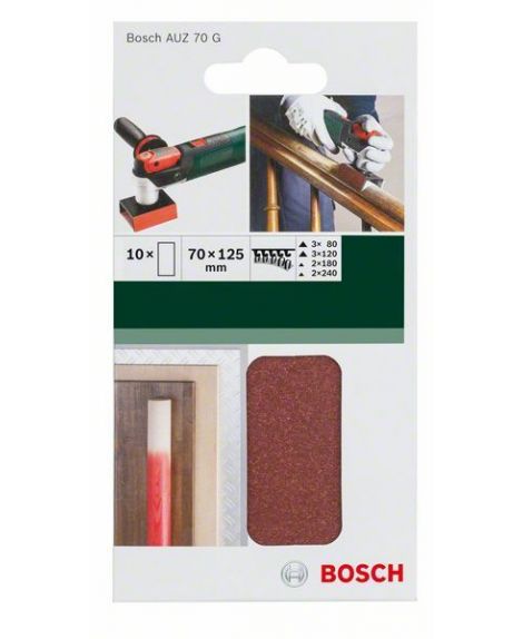 BOSCH 10-częściowy zestaw papierów ściernych 70 x 125 mm- K - 80 – 240