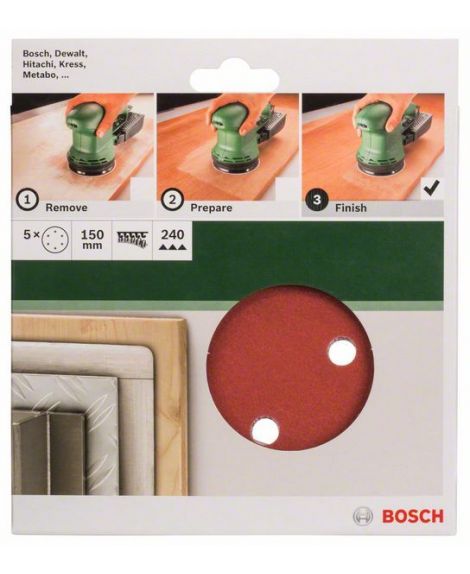 BOSCH 5-częściowy zestaw papierów ściernych do szlifierek mimośrodowych K - 240