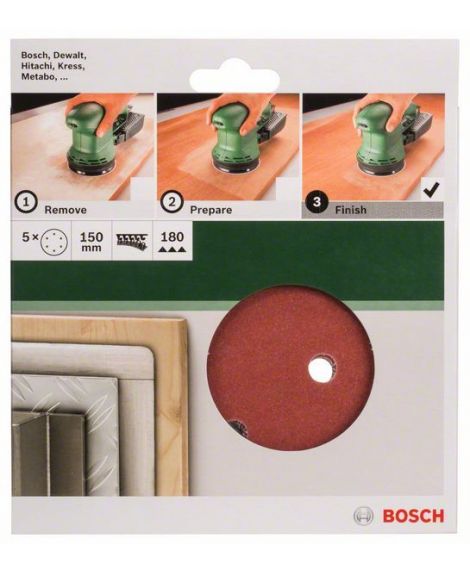 BOSCH 5-częściowy zestaw papierów ściernych do szlifierek mimośrodowych K -180