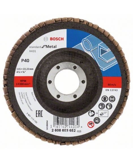 BOSCH Listkowa tarcza szlifierska X431, Standard for Metal 115 mm, 22,23 mm, 40