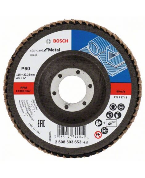 BOSCH Listkowa tarcza szlifierska X431, Standard for Metal 115 mm, 22,23 mm, 60