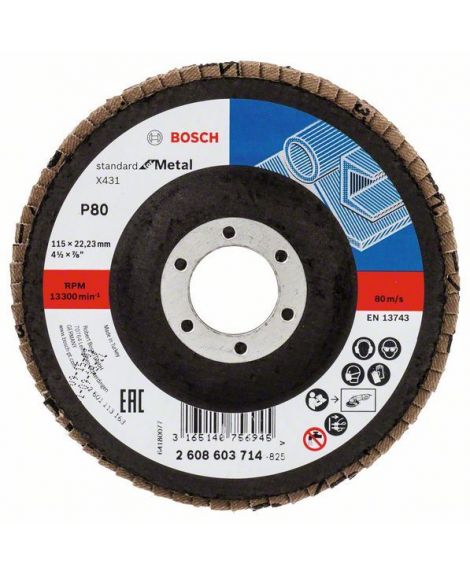 BOSCH Listkowa tarcza szlifierska X431, Standard for Metal 115 mm, 22,23 mm, 80