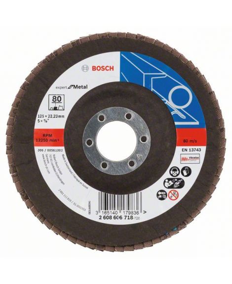 BOSCH Listkowa tarcza szlifierska X551, Expert for Metal D - 125 mm- K - 80, wygięta