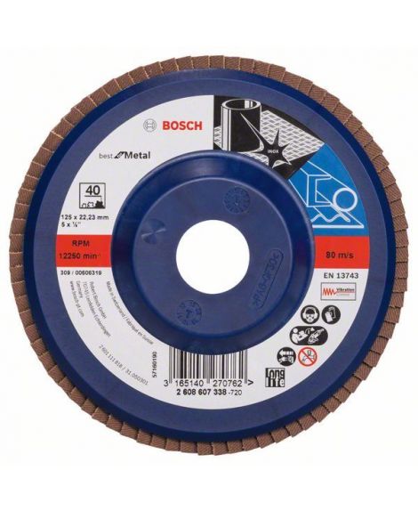 BOSCH Listkowa tarcza szlifierska X571, Best for Metal D - 115 mm- K - 60, prosta