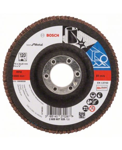 BOSCH Listkowa tarcza szlifierska X571, Best for Metal D - 115 mm- K - 120, prosta