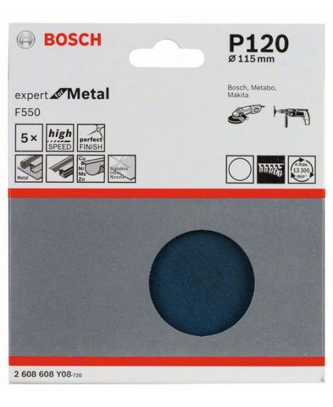 BOSCH Papier ścierny F550, opakowanie 5 szt. 115 mm, 120