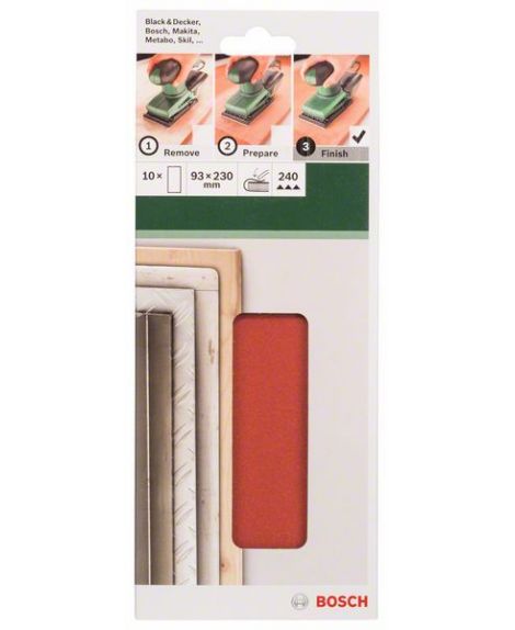 BOSCH 10-częściowy zestaw papierów ściernych do szlifierek oscylacyjnych K - 240