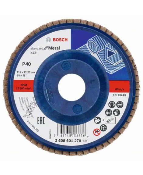 BOSCH Listkowa tarcza szlifierska X431, Standard for Metal 115 mm, 22,23 mm, 40