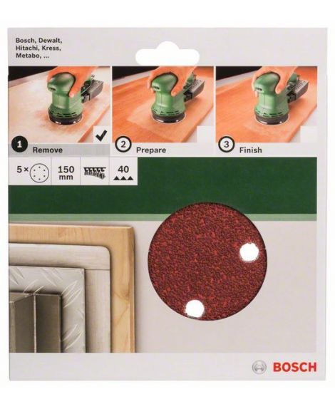 BOSCH 5-częściowy zestaw papierów ściernych do szlifierek mimośrodowych K - 40