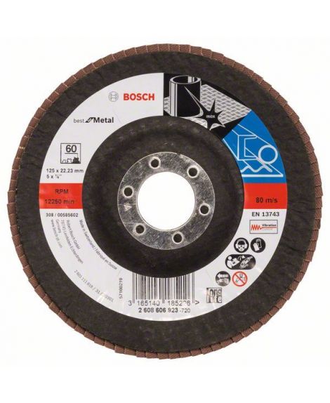 BOSCH Listkowa tarcza szlifierska X571, Best for Metal D - 125 mm- K - 60, wygięta