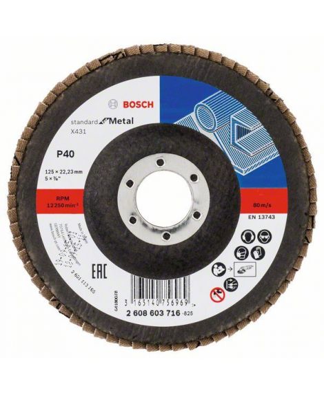 BOSCH Listkowa tarcza szlifierska X431, Standard for Metal 125 mm, 22,23 mm, 40