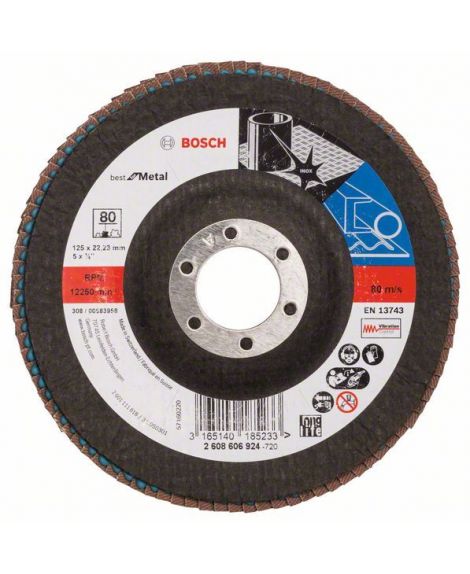 BOSCH Listkowa tarcza szlifierska X571, Best for Metal D - 125 mm- K - 80, wygięta