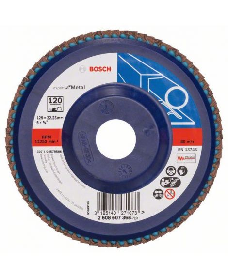 BOSCH Listkowa tarcza szlifierska X551, Expert for Metal D - 125 mm- K - 120, prosta