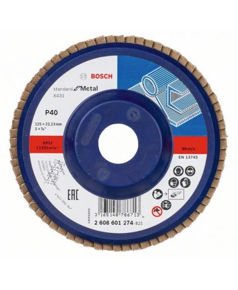 BOSCH Listkowa tarcza szlifierska X431, Standard for Metal 125 mm, 22,23 mm, 40