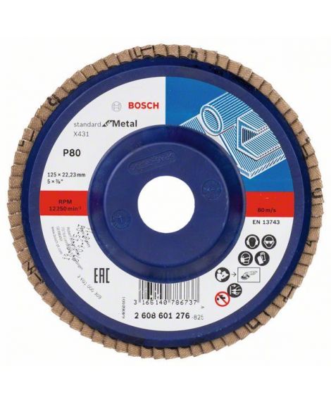 BOSCH Listkowa tarcza szlifierska X431, Standard for Metal 125 mm, 22,23 mm, 80