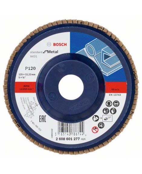 BOSCH Listkowa tarcza szlifierska X431, Standard for Metal 125 mm, 22,23 mm, 120