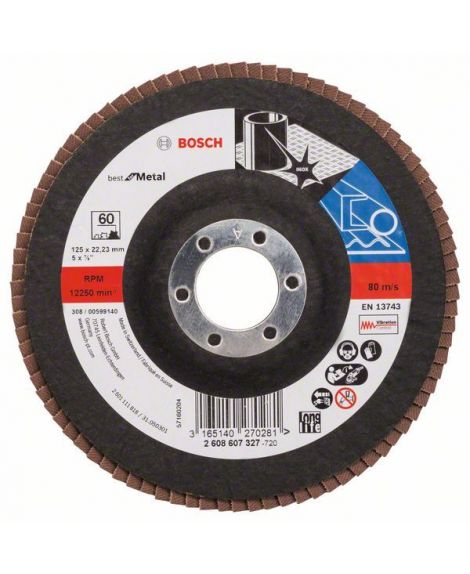 BOSCH Listkowa tarcza szlifierska X571, Best for Metal D - 125 mm- K - 60, prosta