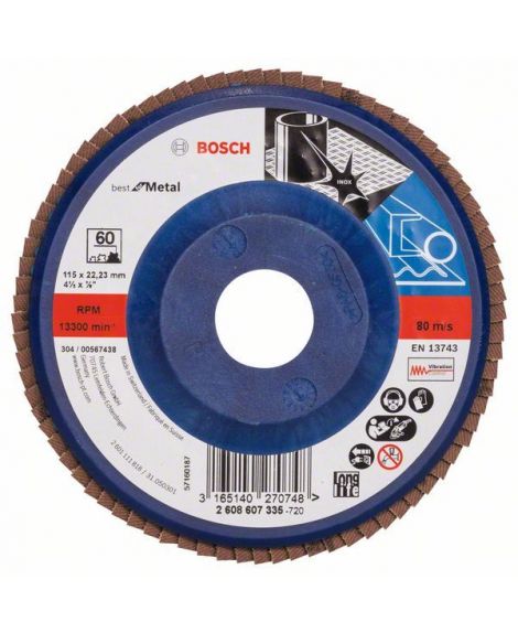 BOSCH Listkowa tarcza szlifierska X571, Best for Metal D - 115 mm- K - 60, prosta