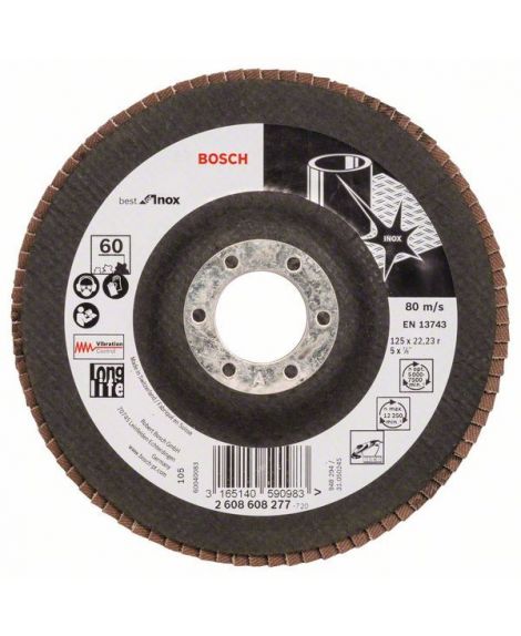 BOSCH Listkowa tarcza szlifierska X581, Best for Inox 125 mm, 22,23 mm, 60