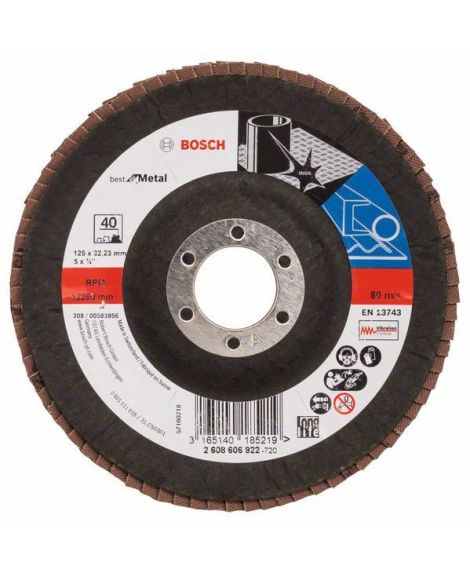 BOSCH Listkowa tarcza szlifierska X571, Best for Metal D - 125 mm- K - 40, wygięta