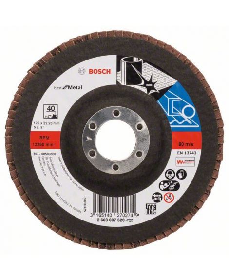 BOSCH Listkowa tarcza szlifierska X571, Best for Metal D - 125 mm- K - 40, prosta