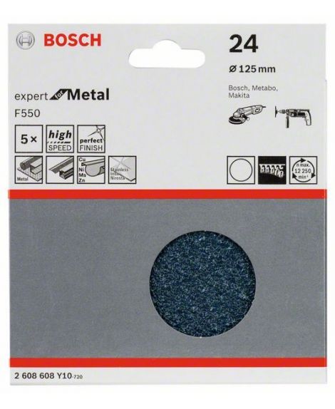 BOSCH Papier ścierny F550, opakowanie 5 szt. 125 mm, 24