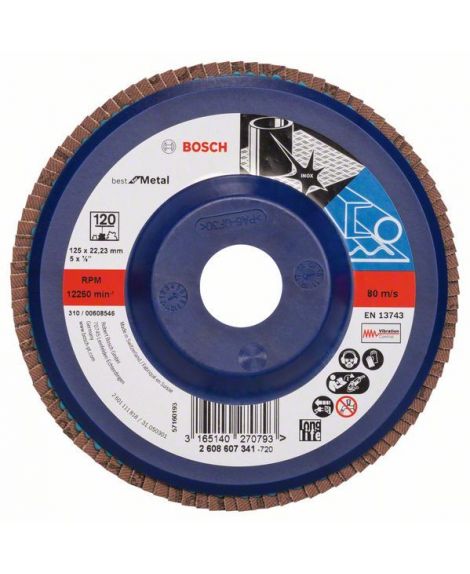 BOSCH Listkowa tarcza szlifierska X571, Best for Metal D - 125 mm- K - 120, prosta