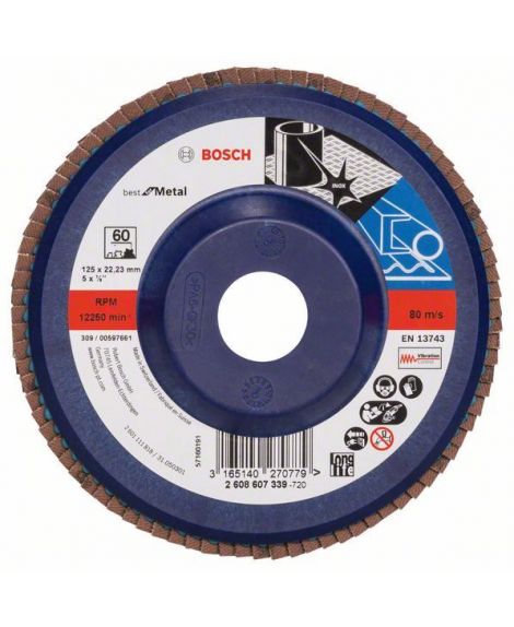 BOSCH Listkowa tarcza szlifierska X571, Best for Metal D - 125 mm- K - 60, prosta