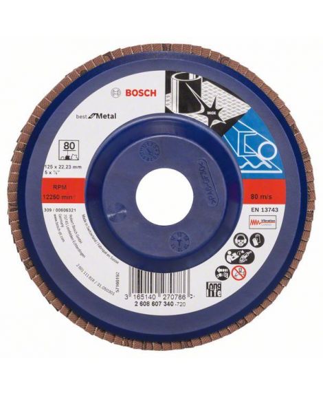 BOSCH Listkowa tarcza szlifierska X571, Best for Metal D - 125 mm- K - 80, prosta