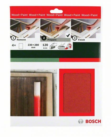 BOSCH Papier do szlifowania ręcznego Universal Prepare, 230 x 280 mm, ziarnistość 120 4 x K - 120