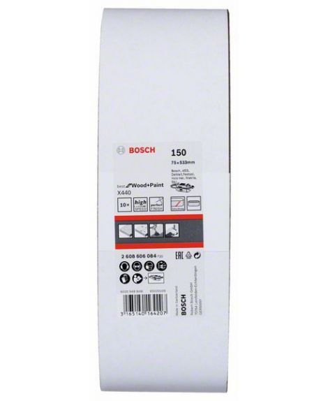 BOSCH 10-częściowy zestaw taśm szlifierskich X440 75 x 533 mm, 150